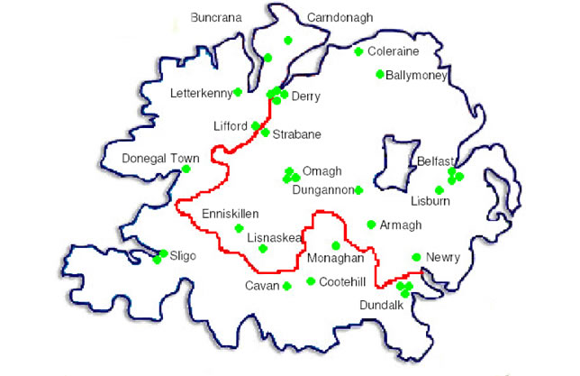 Map Showing the Participants in Northern Ireland